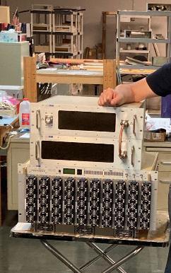 Two full-height equipment racks holding the original 16 kilowatt over-the-horizon radar amplifier