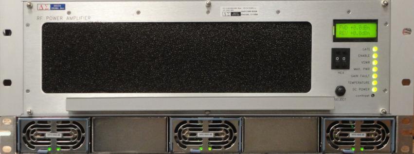 Front panel of a Delta-Sigma 4U rack-mount RF power amplifier